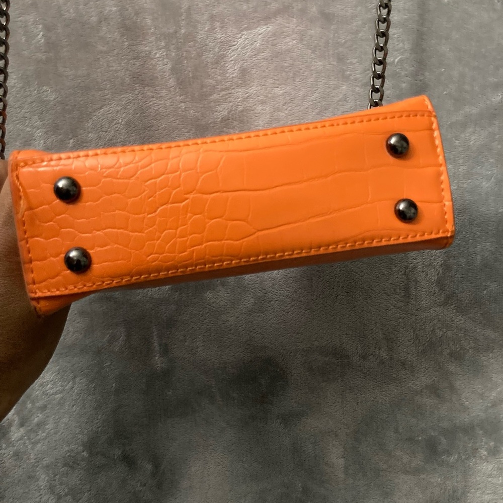 Zara Orange Croc-Embossed Mini Bag - Picture 6 of 11